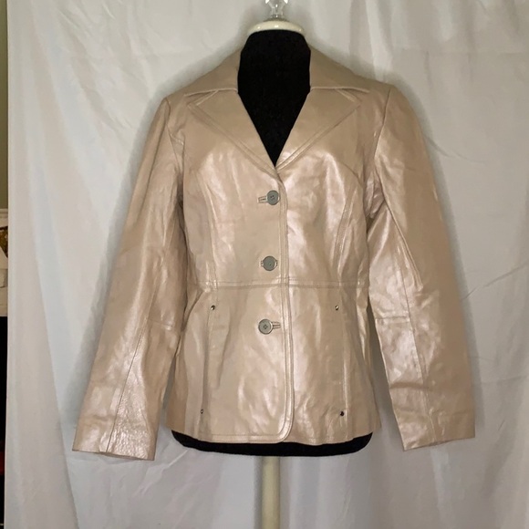 BERNARDO Leather Jacket Metallic Pink - Picture 1 of 7